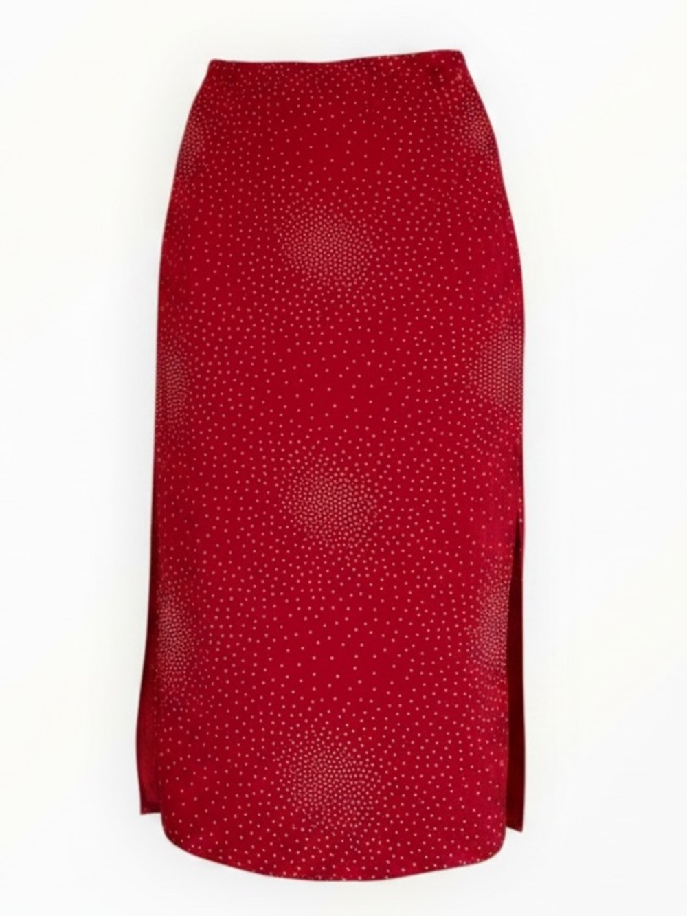 ESPRIT DE CORP. Vintage Y2K 90’d Red White Polka Dot Midi Skirt Slits M 6 8 Boho